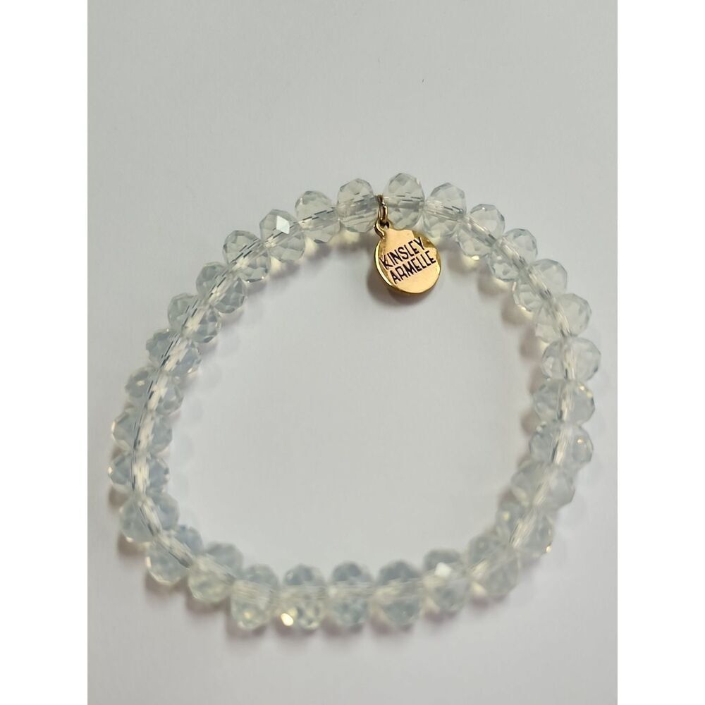 Kinsley Armelle Faceted Clear Bead Bracelet with Gold Logo Charm